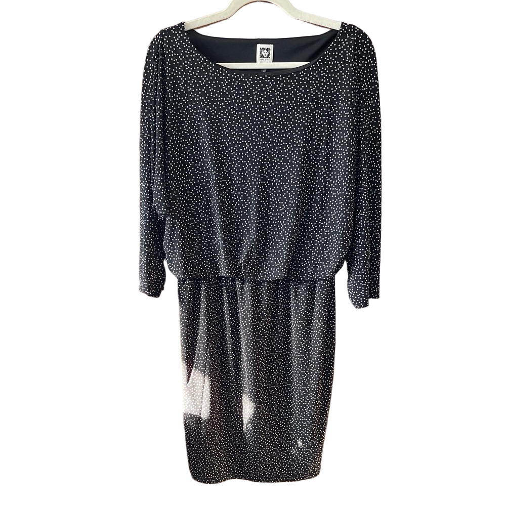 Anne Klein Size 10 Black and White Long Sleeve Dress